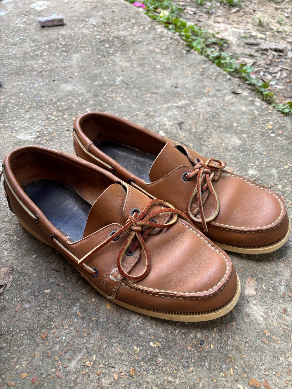 Vintage The Mariner Tan Leather Boat Shoes Mens 9, Womens 10.5